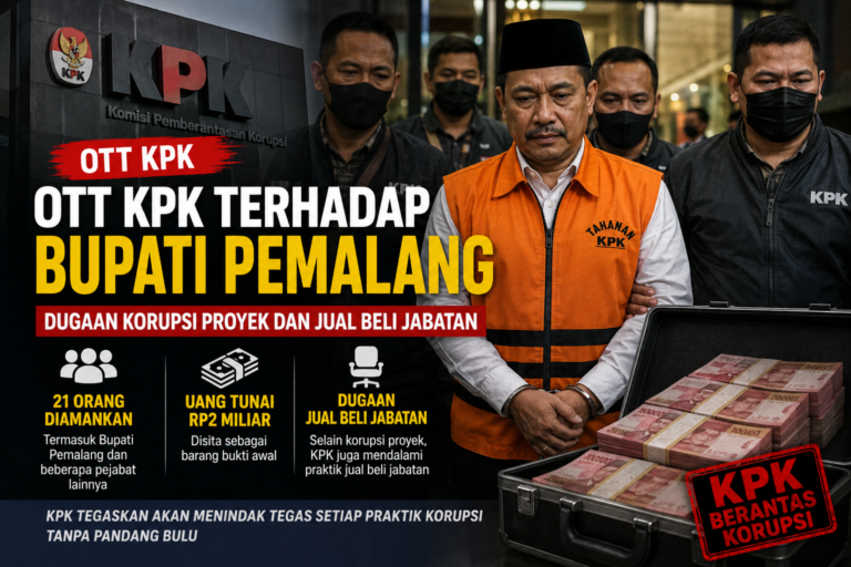 OTT KPK terhadap Bupati Pemalang: Dugaan Korupsi Proyek dan Jual Beli Jabatan, Uang Rp2 Miliar Disita