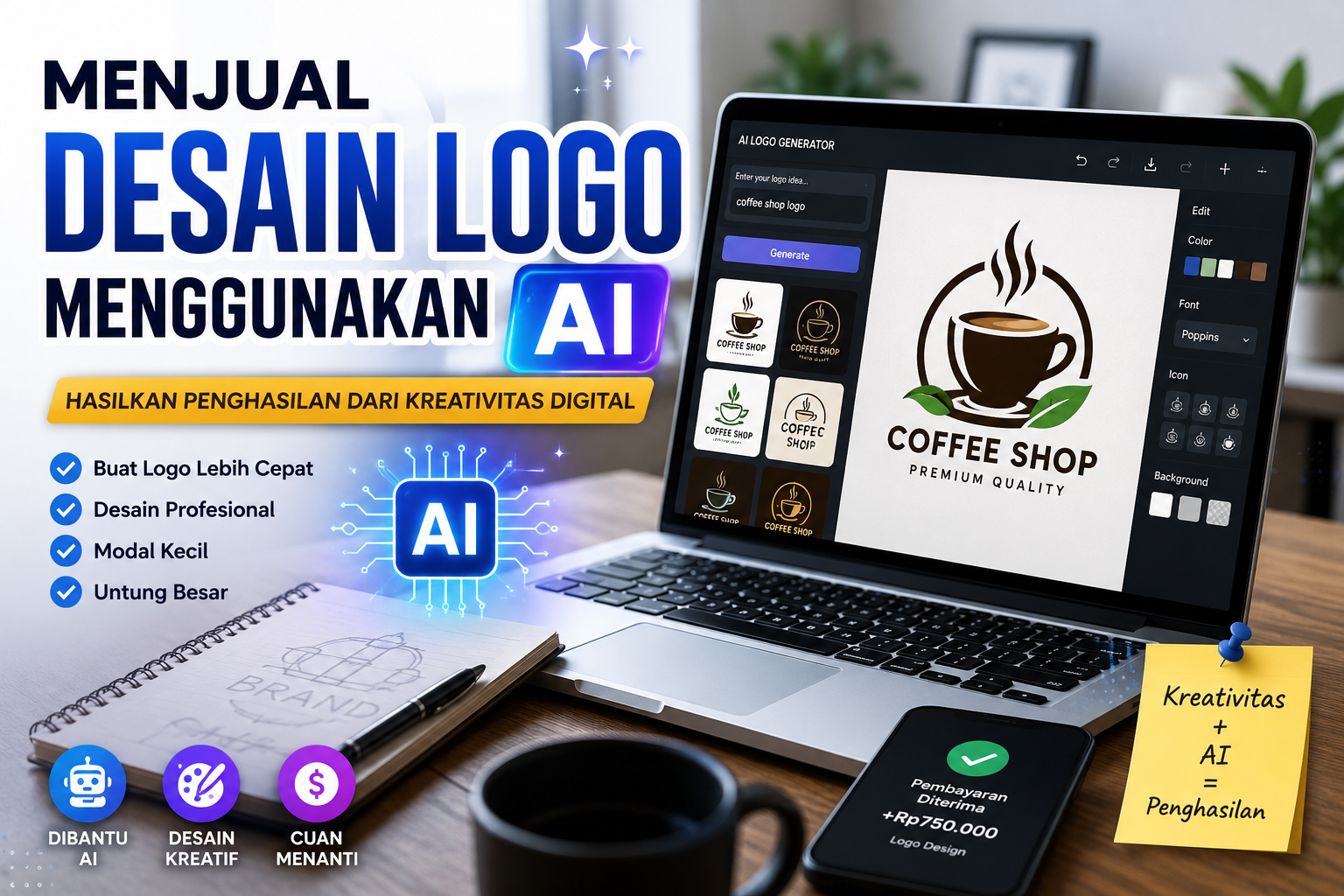 Menjual Desain Logo Menggunakan AI: Cara Mendapatkan Penghasilan dari Kreativitas Digital 2026