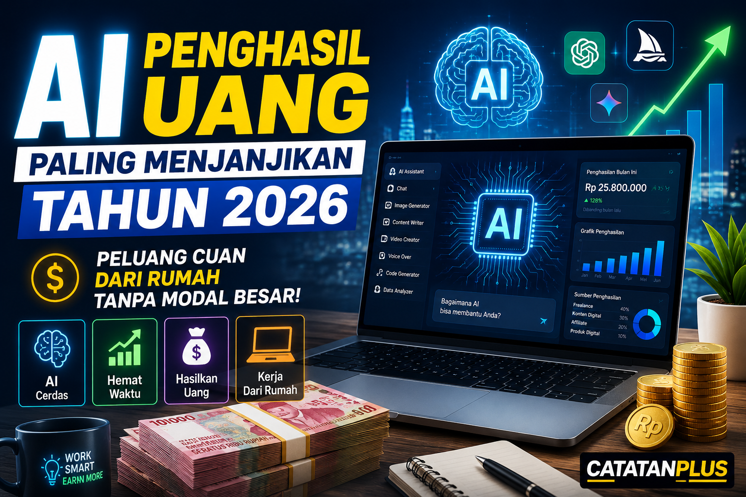 AI Penghasil Uang Paling Menjanjikan Tahun 2026, Peluang Cuan dari Rumah Tanpa Modal Besar