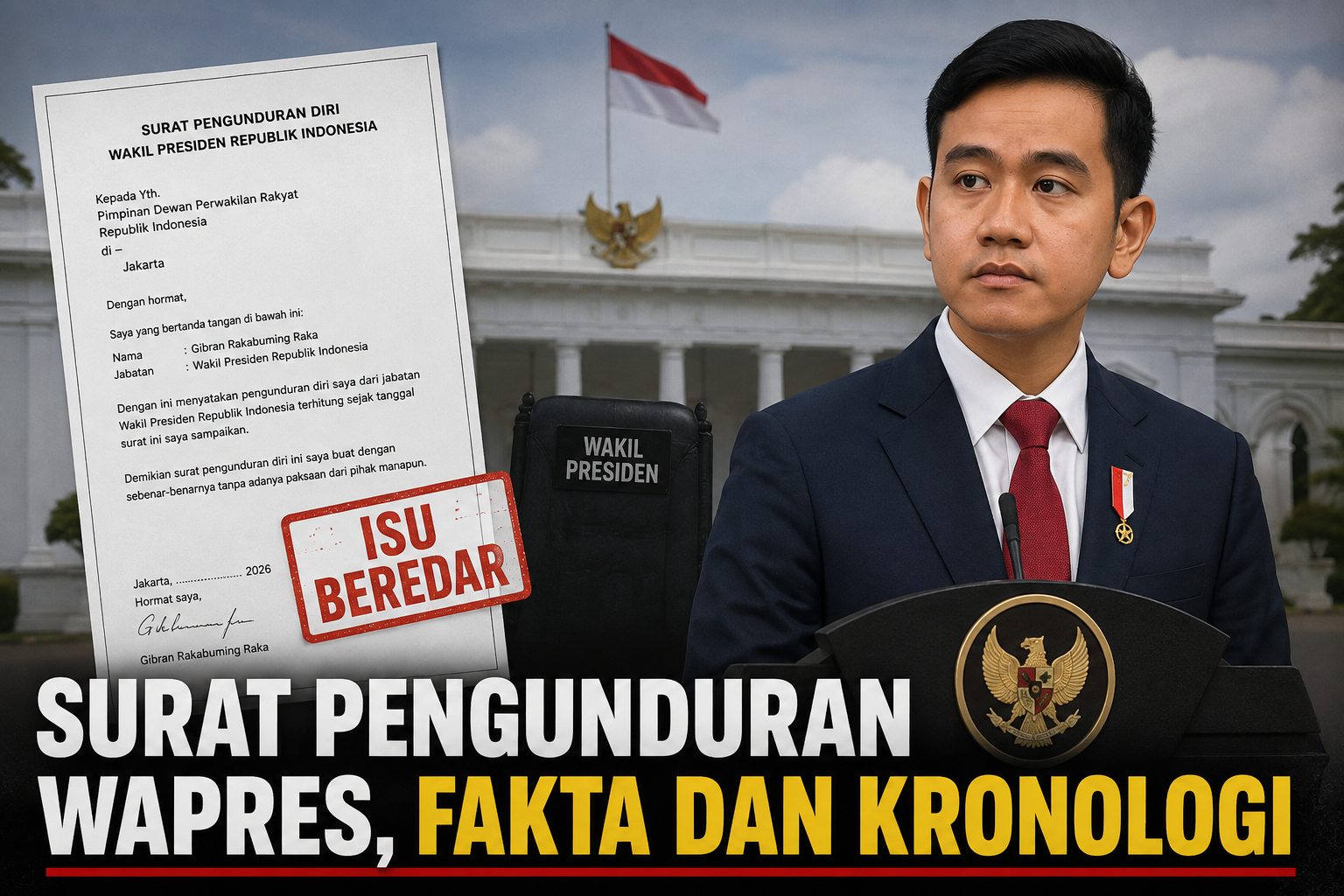 Isu Surat Pengunduran Diri Wakil Presiden Gibran, Fakta dan Kronologi Informasi yang Beredar