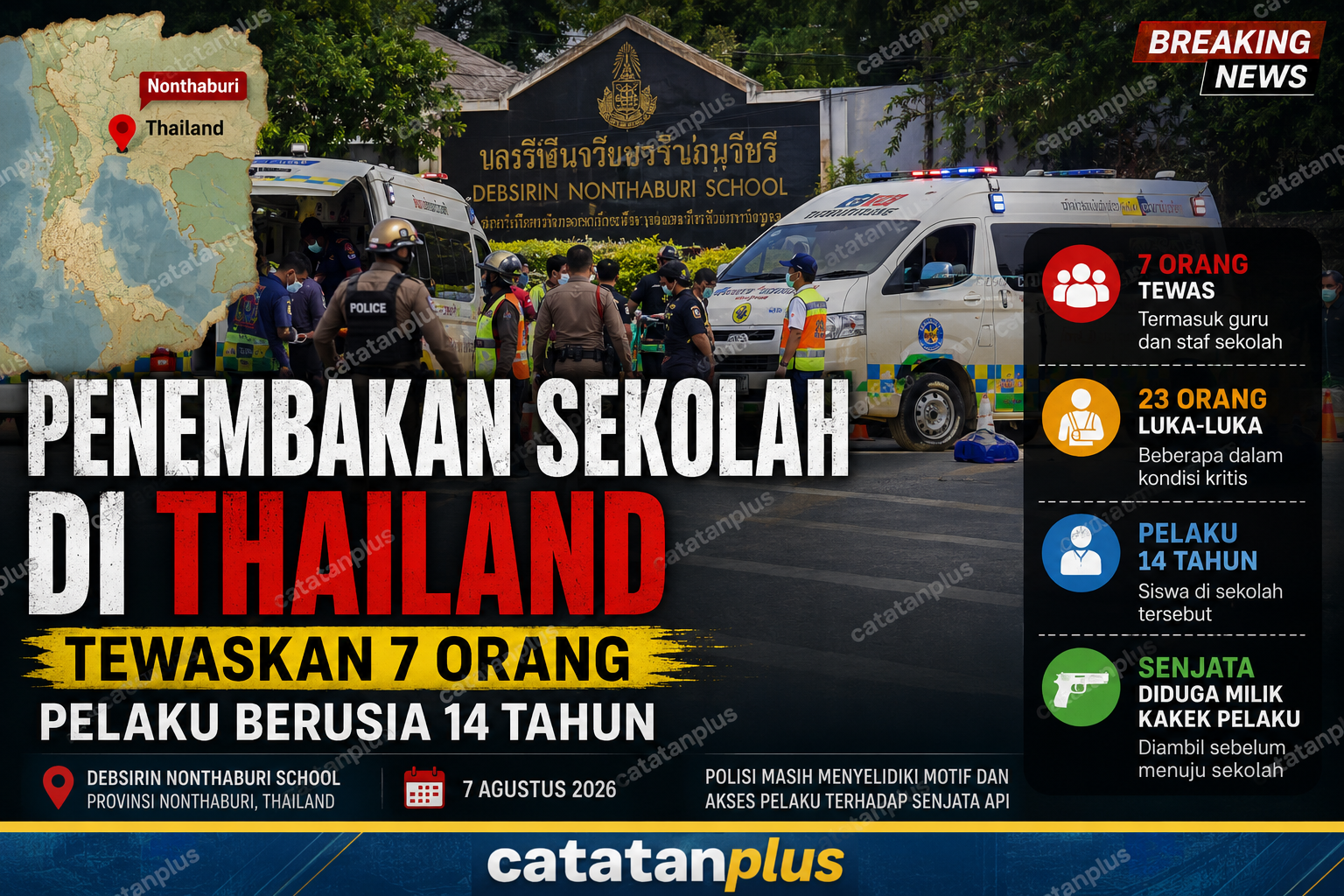 Penembakan Sekolah di Thailand, Siswa 14 Tahun Tewaskan 7 Orang