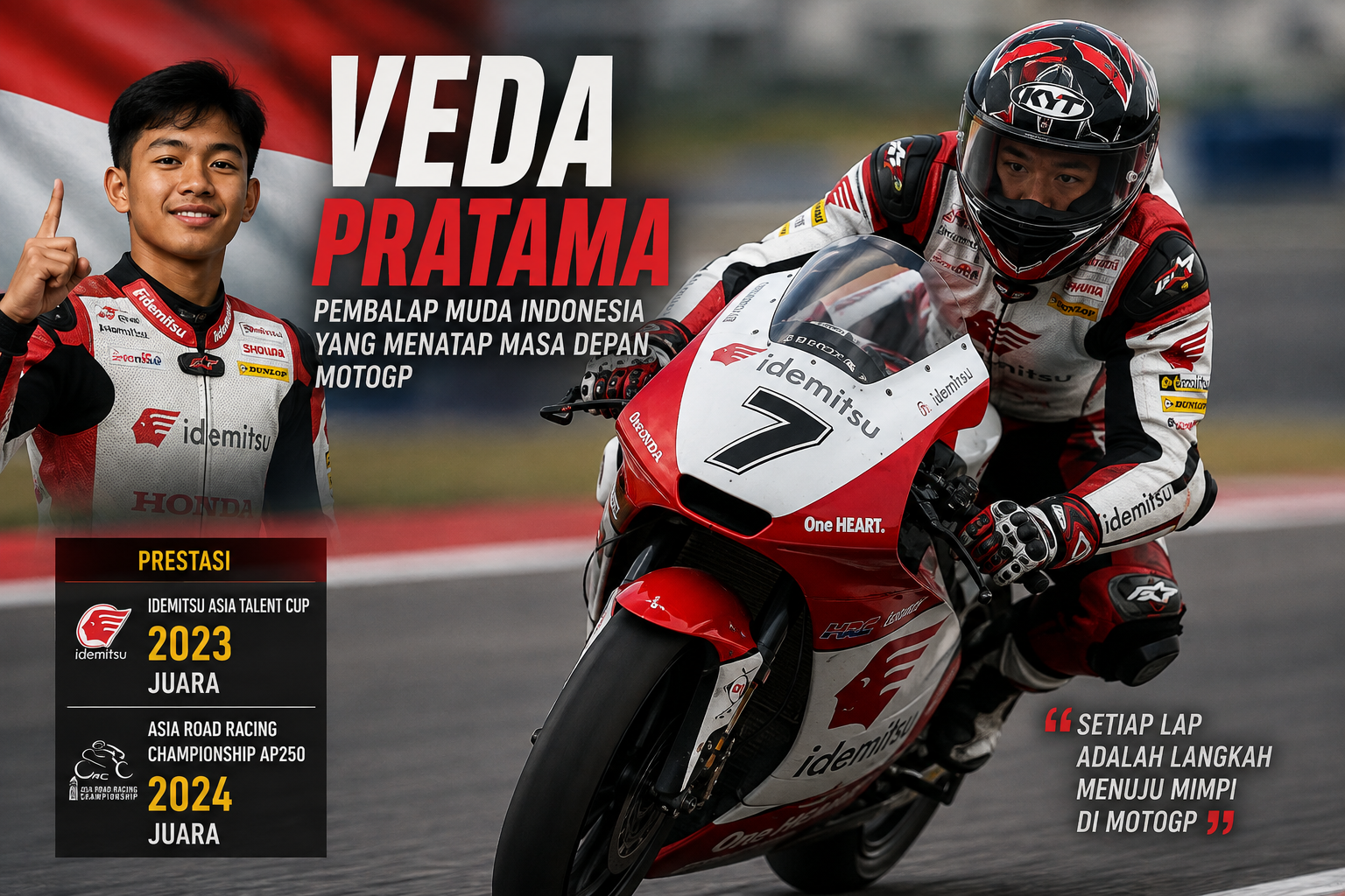Veda Ega Pratama, Pembalap Muda Indonesia yang Menatap Masa Depan MotoGP