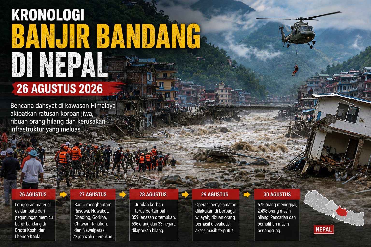 Kronologi Banjir Bandang Nepal 26 Agustus 2026: Bencana Dahsyat di Kawasan Himalaya