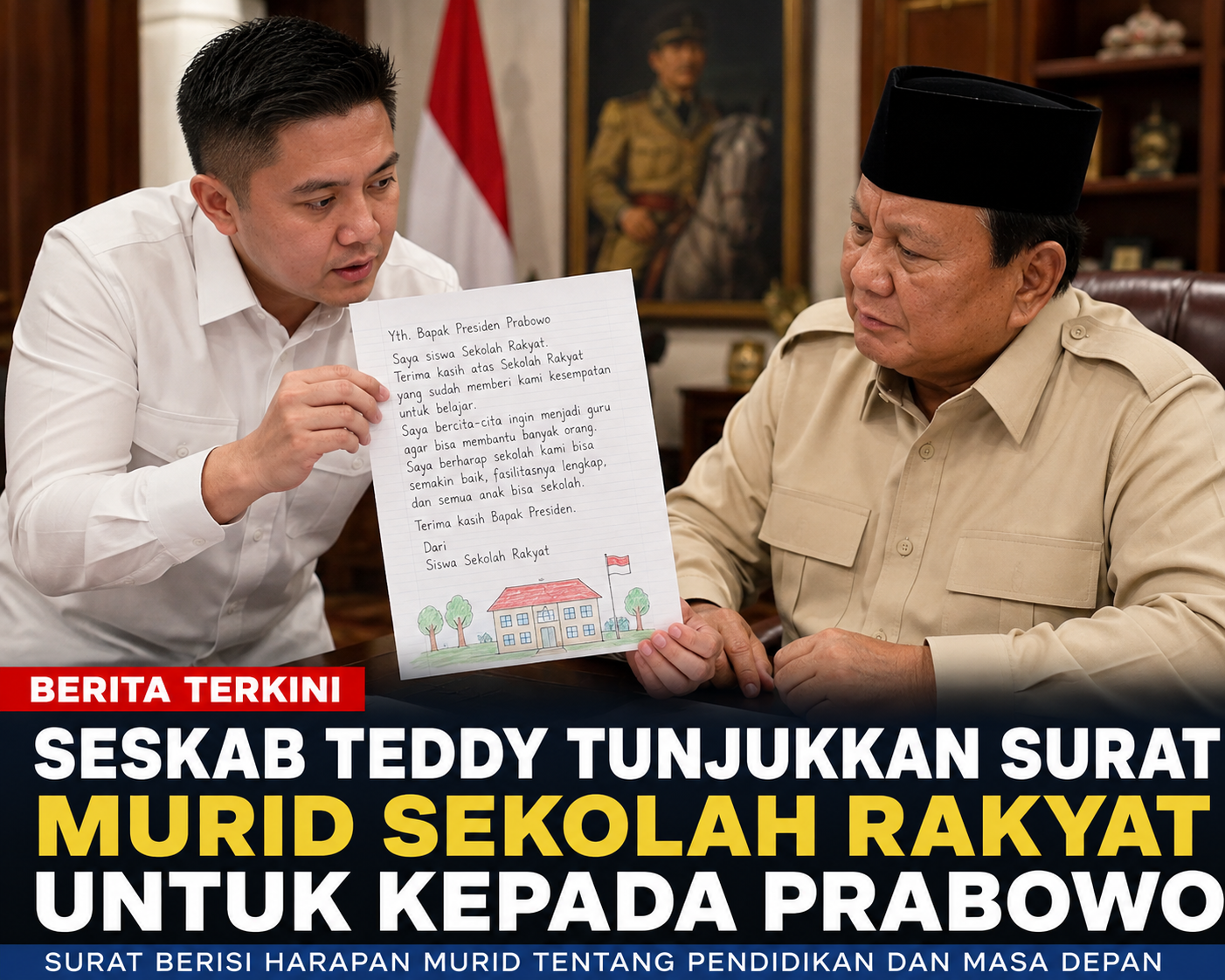 Seskab Teddy Tunjukkan Surat Murid Sekolah Rakyat kepada Prabowo, Berisi Harapan untuk Pendidikan