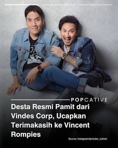 Desta dan Vincent Rompies Ramai Dibahas, Desta Resmi Tinggalkan Vindes Corp Setelah Lima Tahun